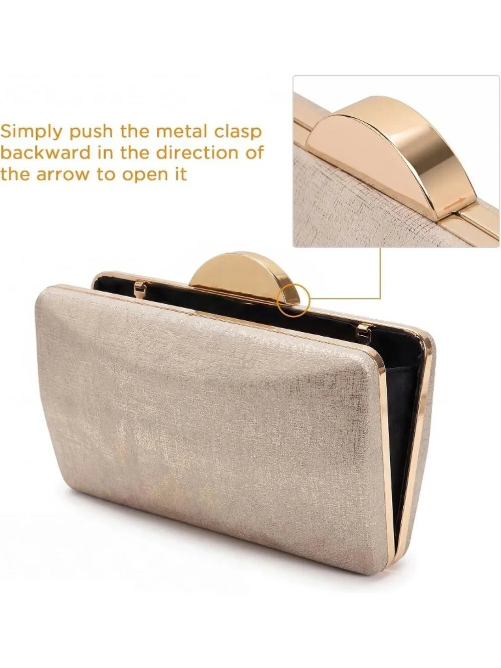 👜 Women's Tan Champagne Clutch Formal Elegance Evening Glitter Handbags